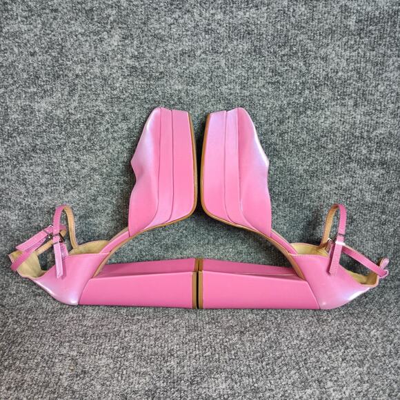 Schutz Elysee Heels Double Platform 8.5 Pink Ankle Strap Pointy Toe Block Dress - Picture 8 of 16